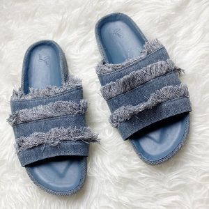 Joie Blue Fringe Slides 39.5